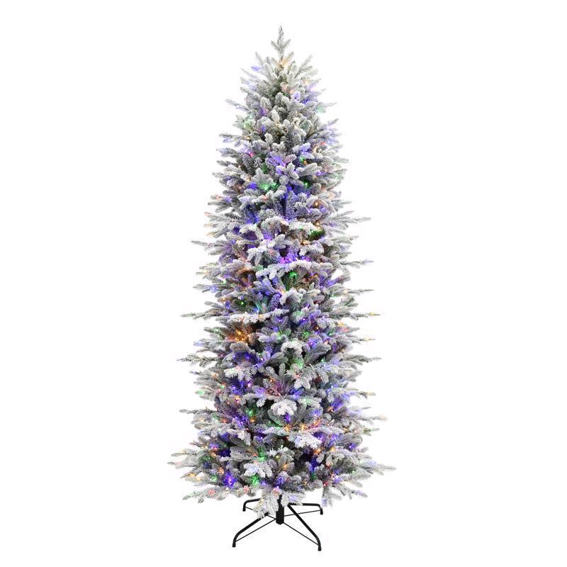 Emery Jensen LED tree, 8-foot tall, designed for outdoor decoration, with vibrant green foliage and sturdy trunk.