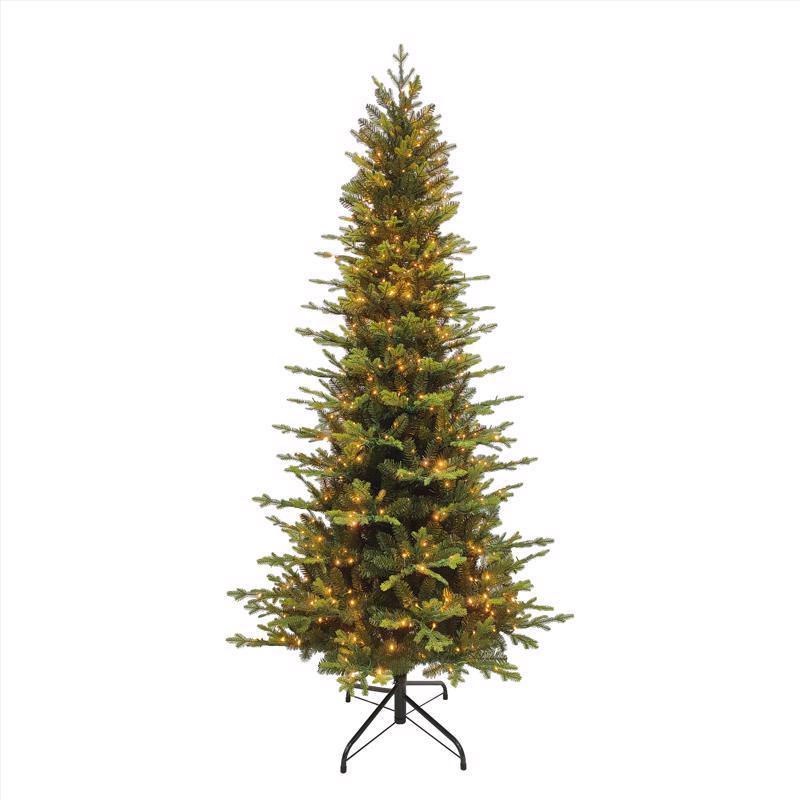 Emery Jensen LED tree, 7.5-foot artificial Christmas tree with colorful lights, suitable for holiday decor.