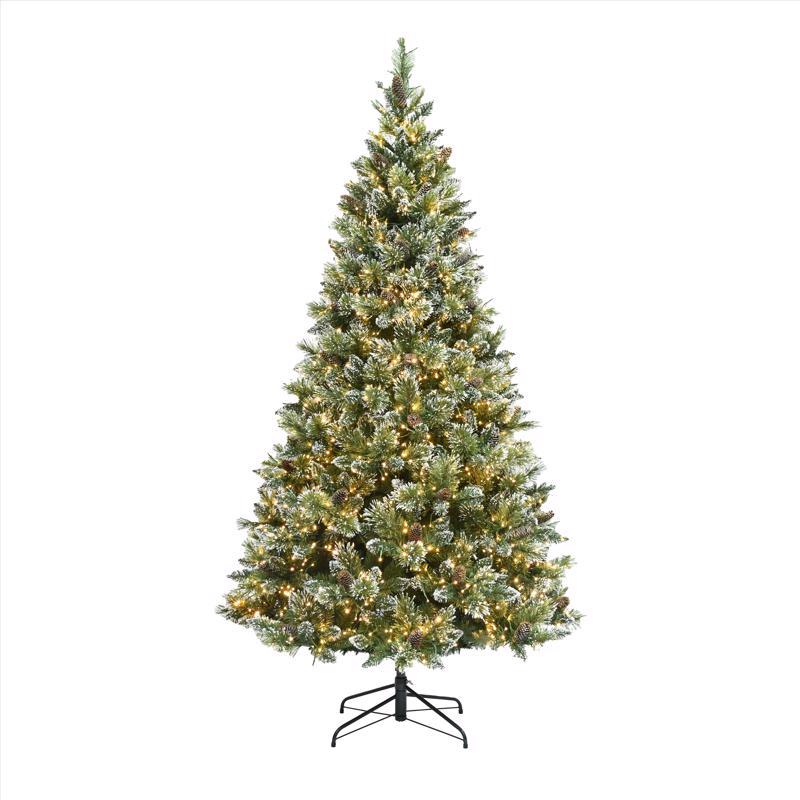 Emery Jensen LED tree, 6ft and over, 2000 count, 7.5-foot tall, realistic green foliage for outdoor or holiday decor