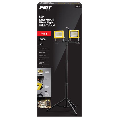 Emery Jensen LED work light with 12,000 lumens, durable design, and adjustable stand for bright outdoor or workshop illumination.