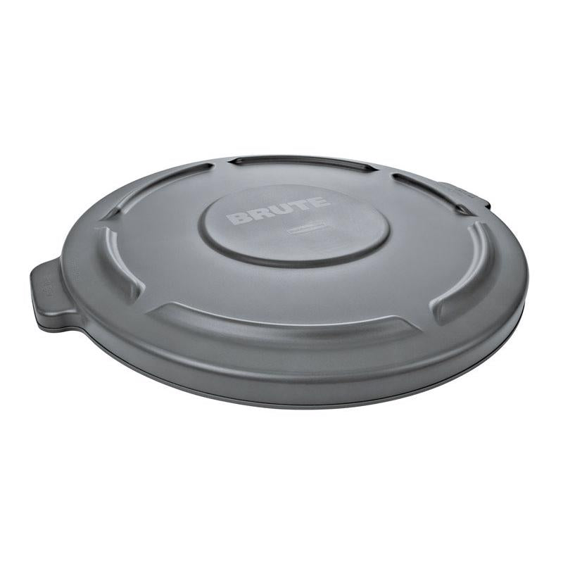 Gray plastic lid for 32-gallon Brute trash cans by Emery Jensen, designed to fit durable waste disposal bins.