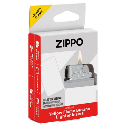 Yellow flame lighter insert from Emery Jensen, featuring a compact design and easy-to-use lighter insert for convenience.