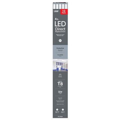 BULB LED T8 48"18W 10PK