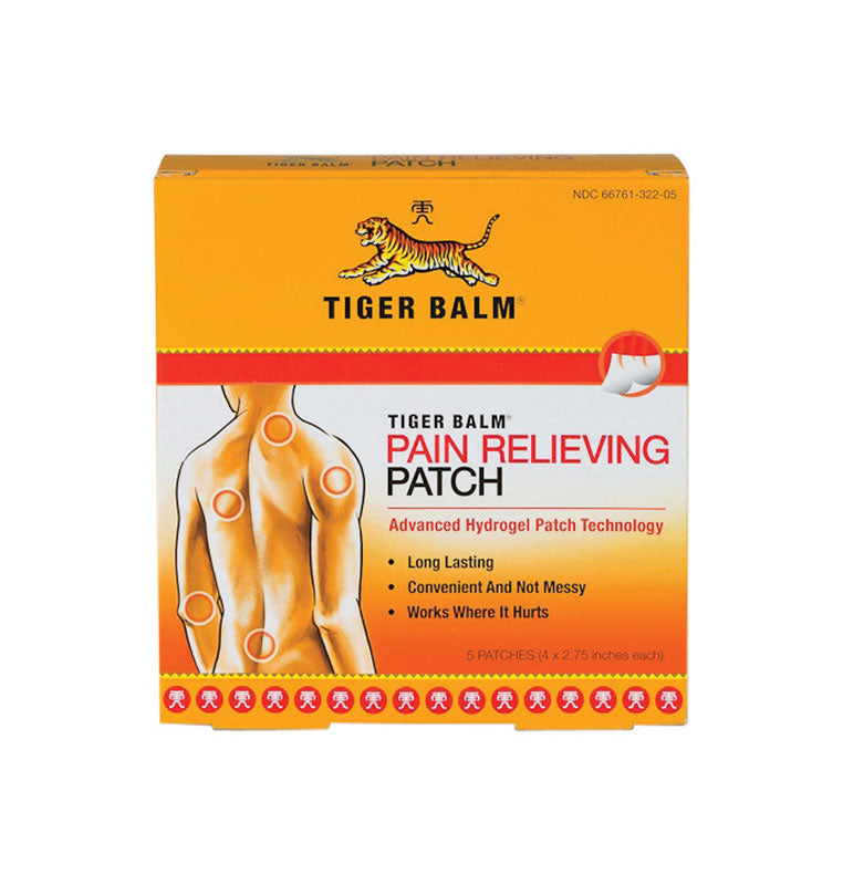 Emery Jensen Tiger Balm Patch 5-pack for lip and skin care, featuring soothing herbal ingredients for relief and comfort.
