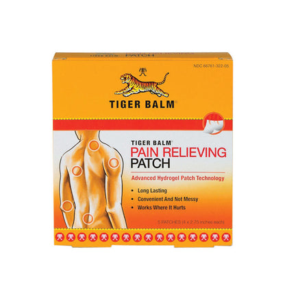 Emery Jensen Tiger Balm Patch 5-pack for lip and skin care, featuring soothing herbal ingredients for relief and comfort.