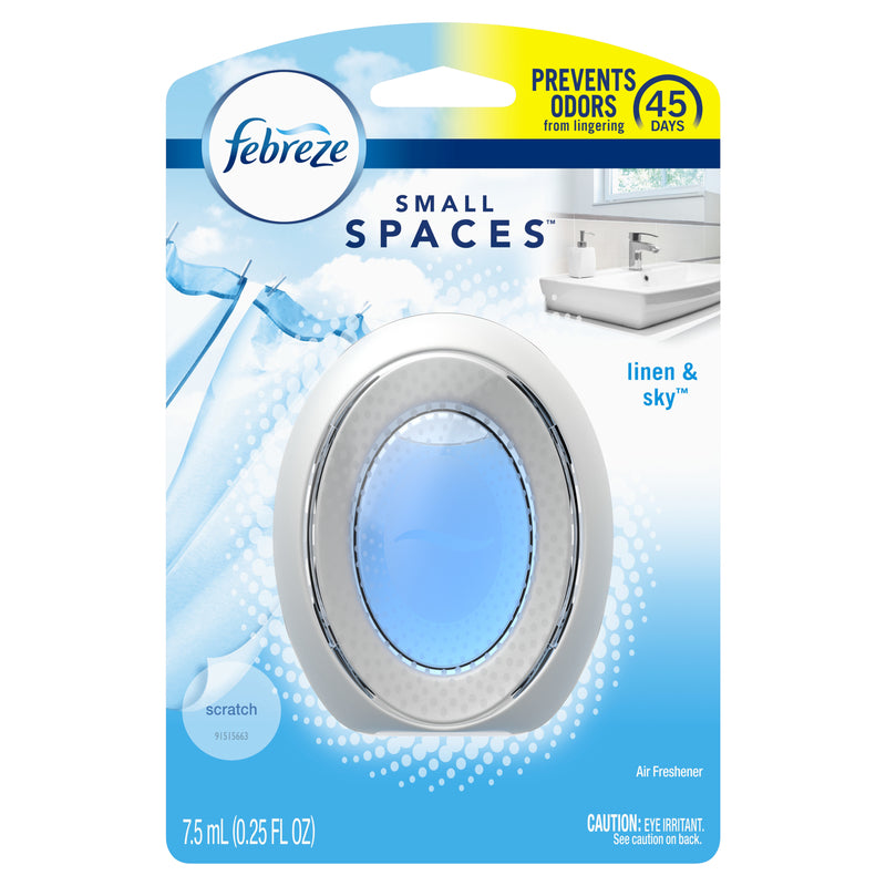 Emery Jensen Febreze Small Spaces liquid air fresheners pack of 6, compact bottles for freshening small areas.