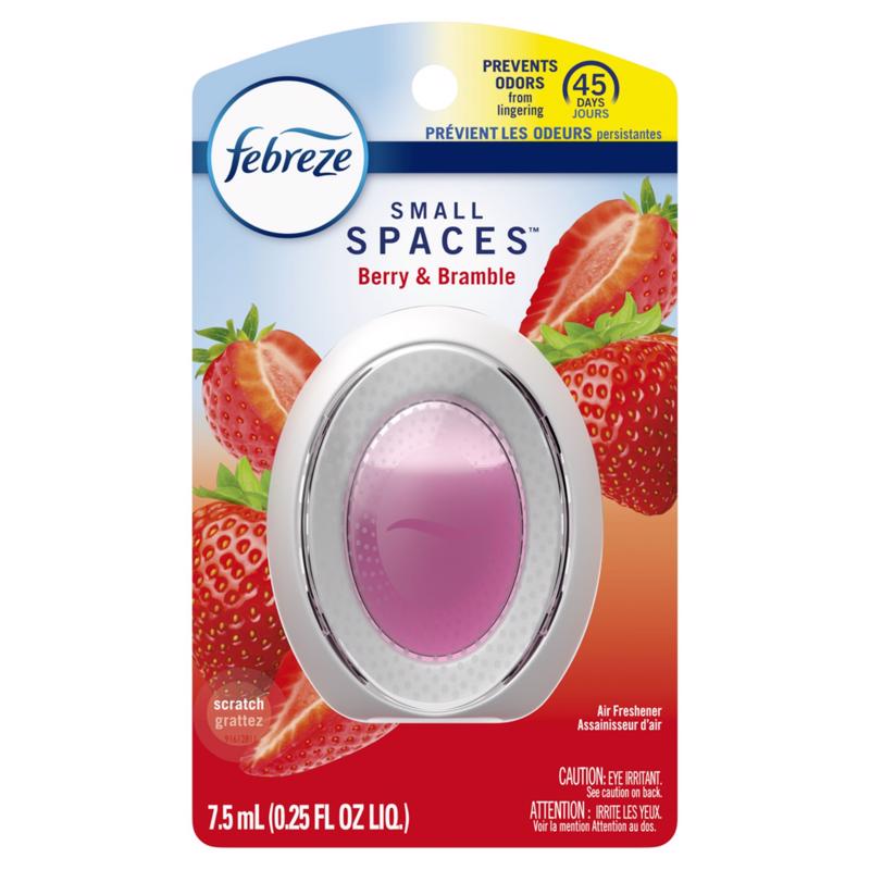 Six Emery Jensen Febreze SS Berries liquid air fresheners in small bottles, designed to freshen indoor spaces with berry scent.