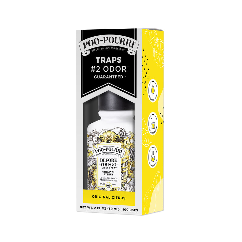 Emery Jensen Poopourri Original Spray 2oz liquid air fresheners, pack of 12, in small spray bottles for freshening spaces.
