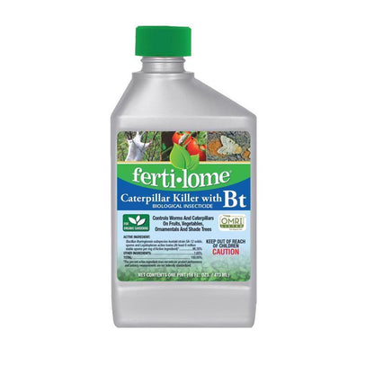Emery Jensen Caterplar Killer BT 16oz liquid concentrate in a clear bottle with a white cap, designed for pest control.