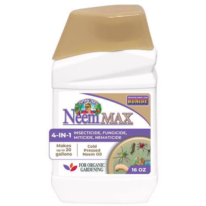 Emery Jensen Neem Oil 4-in-1 concentrate in a 16oz bottle, liquid herbal oil used for skin, plants, and pest control.