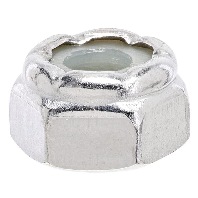 Set of 100 stainless steel LockNuts in 10-32 size by Emery Jensen, designed for secure fastening and durability.