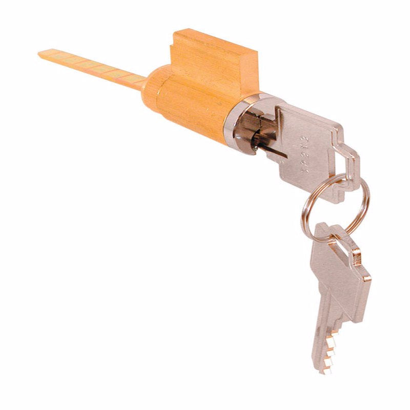 Emery Jensen 5-pin lock cylinder with two keys, durable security lock for doors or cabinets, shown in a close-up image.