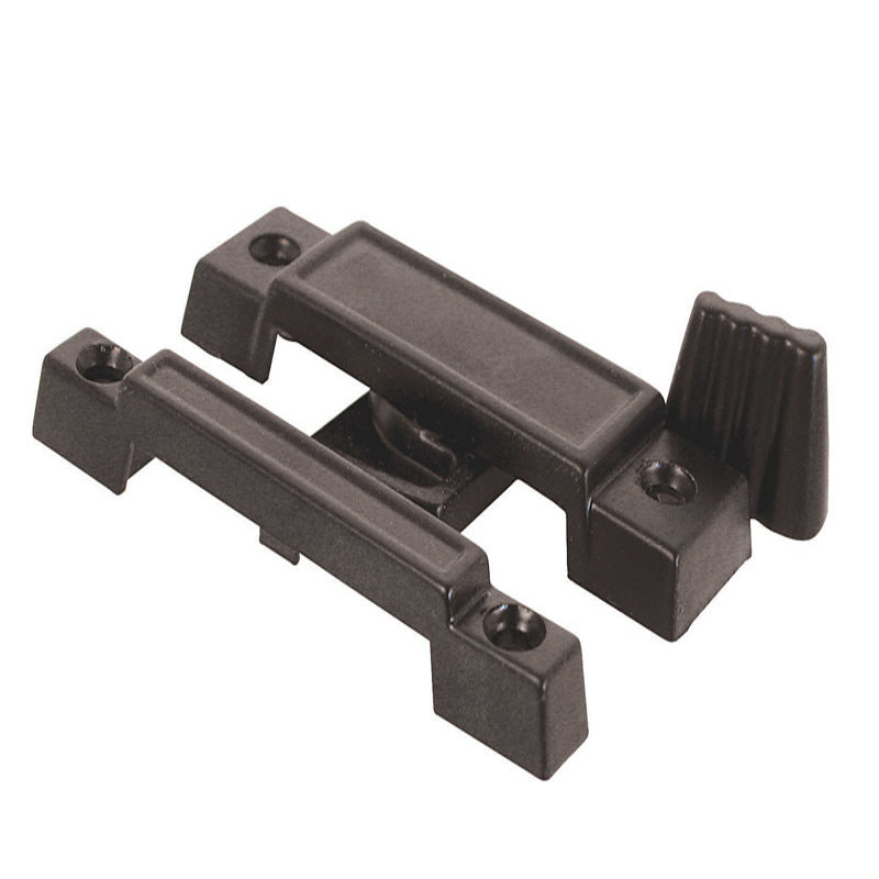 Black sash cam lock by Emery Jensen, showing the lock mechanism with a sleek black finish for secure window or door fastening.