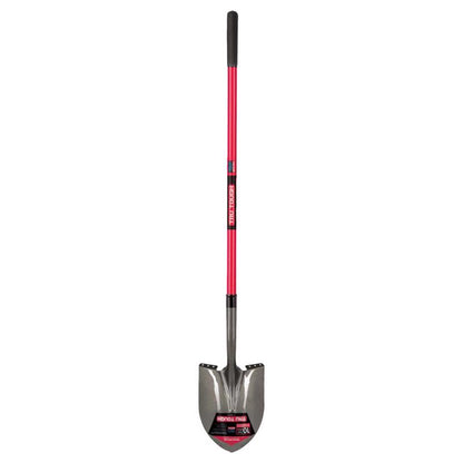Emery Jensen long handle red plastic-coated shovel with 56.75-inch handle, ideal for digging and outdoor yard work.