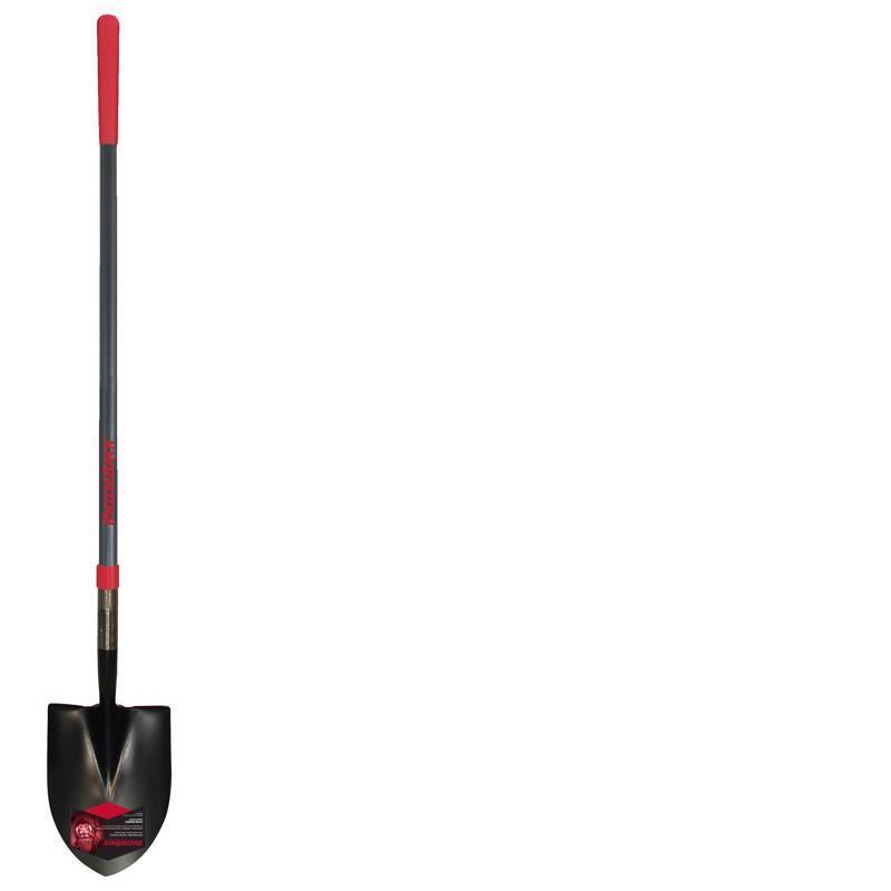 Emery Jensen long handle round point shovel with 48-inch handle, ideal for digging and outdoor yard work.