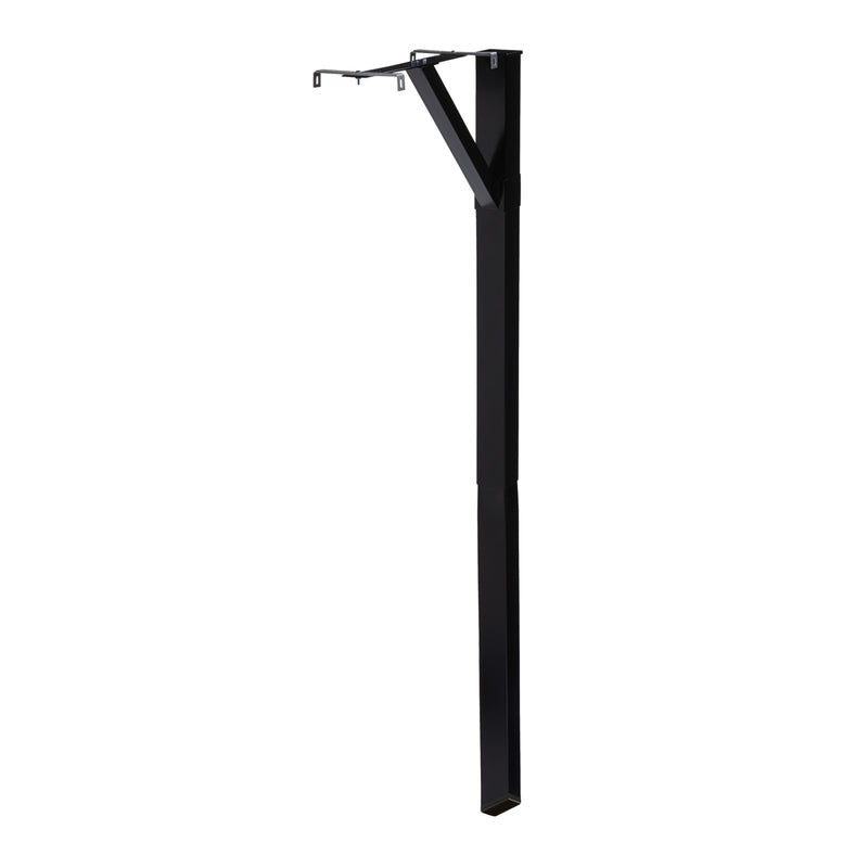 Black steel mailbox post from Emery Jensen, designed for sturdy outdoor mail delivery support.