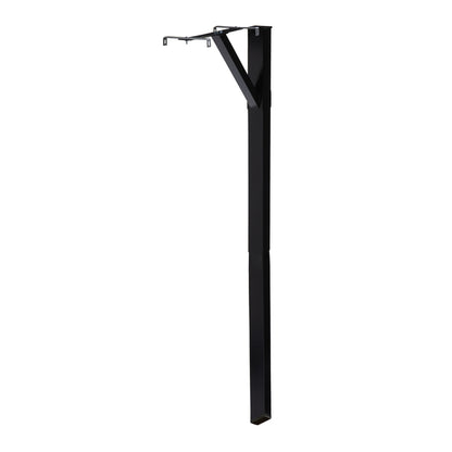 Black steel mailbox post by Emery Jensen, sturdy outdoor mail box post for secure mail delivery, shown in a natural outdoor setting.