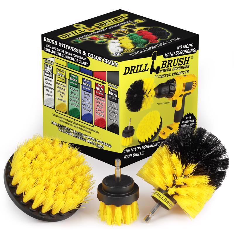 DRILL BRUSH SET YLW 3PC