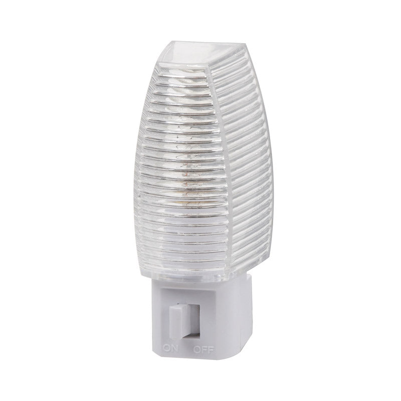 Emery Jensen Facetd Man Nite Lite in white with manual on/off switch, designed for easy nighttime lighting.