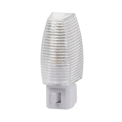 Emery Jensen Facetd Man Nite Lite in white with manual on/off switch, designed for easy nighttime lighting.
