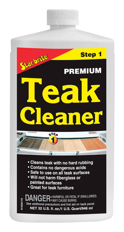 Emery Jensen Cleaner Teak QT StarBrit marine cleaner and polish for teak wood surfaces on boats and marine equipment.