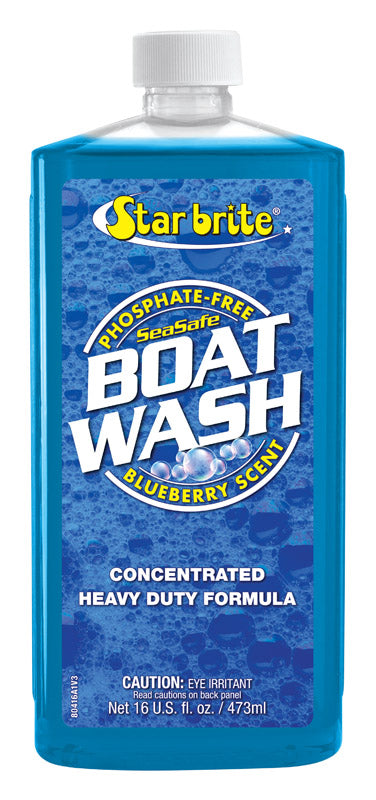 Emery Jensen soap boat wash PT Strbrt marine cleaner and polish for boat surfaces, with a clean, shiny boat image.