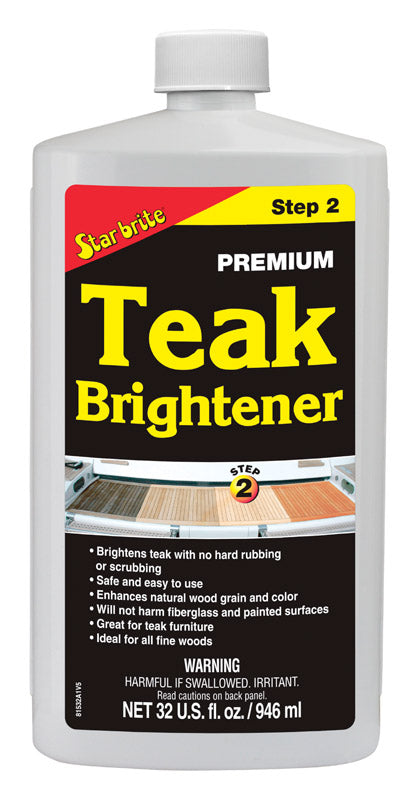 Emery Jensen Teak Brightener Marine Cleaner and Polish in a 32oz bottle, designed for restoring and brightening teak wood surfaces.