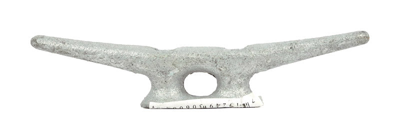 Galvanized iron cleat, 6-inch marine hardware by Emery Jensen, suitable for boat or dock securing.