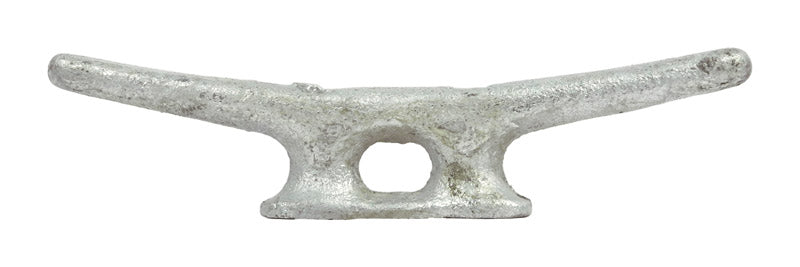 8-inch galvanized iron cleat from Emery Jensen marine hardware, designed for secure boat and dock fittings.