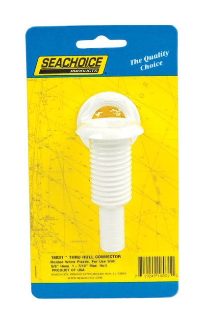 Emery Jensen Connectr Thru Hull 5/8" marine hardware for boat hulls, shown in a close-up view with metal finish and mounting details.
