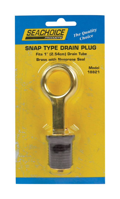 Emery Jensen 1-inch marine hardware plug drain snap lock shown in close-up, designed for secure boat drain installation.