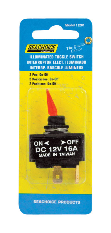 Emery Jensen marine switch-togg 2POS red lever switch for marine lighting and electrical control, mounted on boat panel.