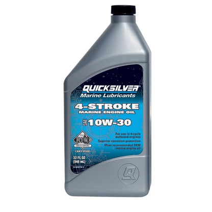 Emery Jensen marine oil container, 32oz bottle of 4STRK OTBRD oil for marine engine lubrication and maintenance.