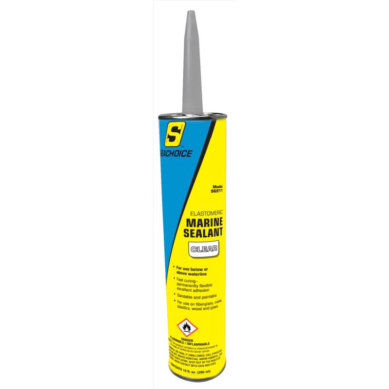 Emery Jensen marine sealant in a 10oz tube, clear auto/marine sealant for waterproof sealing and repairs on boats.