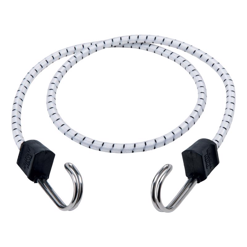 Set of 10 Emery Jensen marine stretch cords with hooks, 40-inch bungee anchors for boating and marine use.