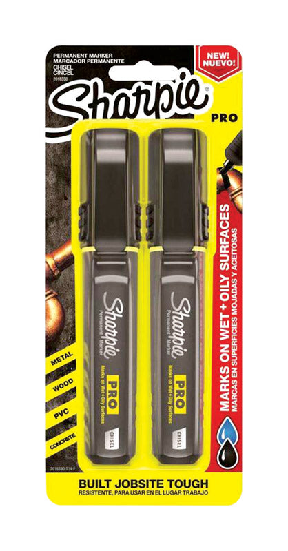 Set of two black Emery Jensen Marker Pro markers for writing and drawing on various surfaces.