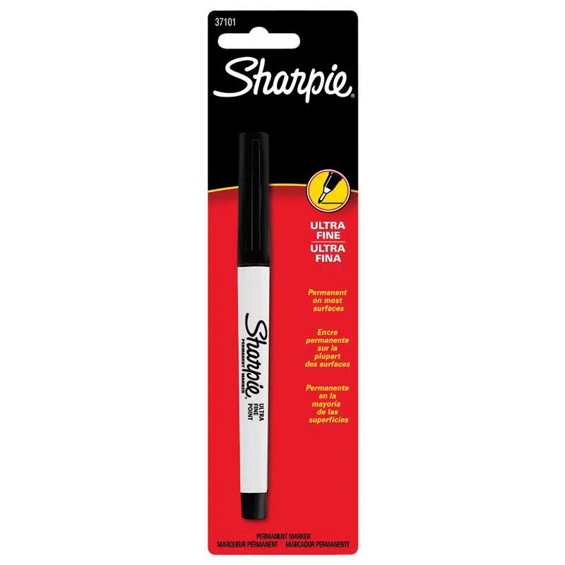 Set of six Emery Jensen Sharpie UF black markers with durable tips, ideal for bold writing and highlighting projects.