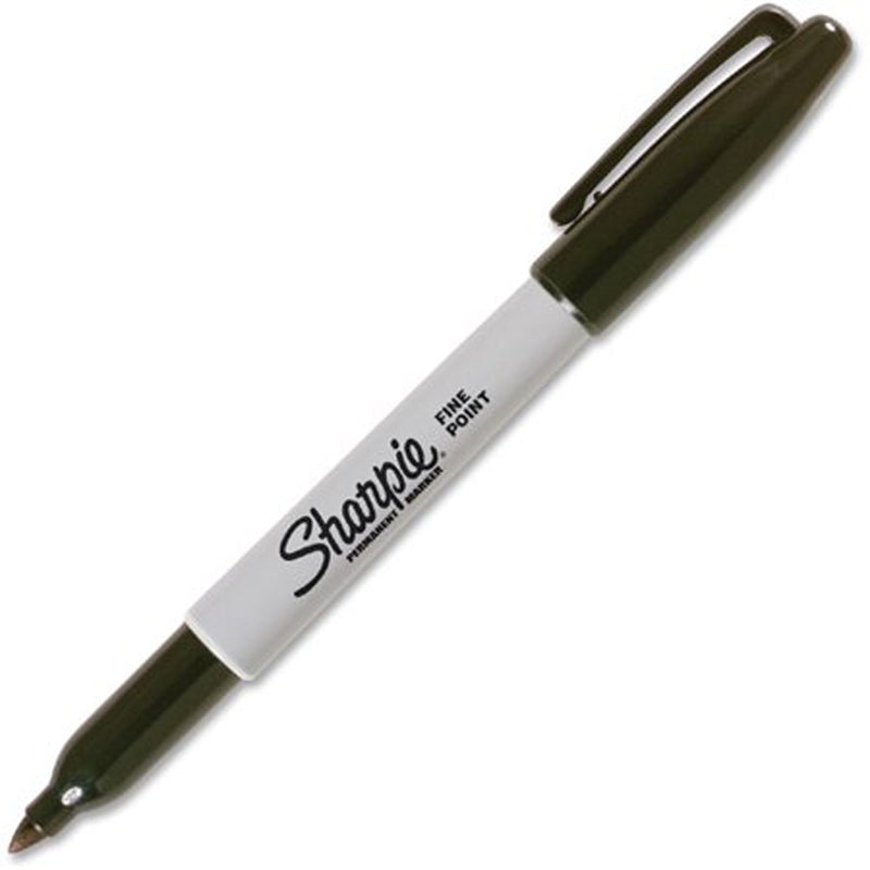 Pack of 36 Emery Jensen Sharpie Marker Fine Point black pens, featuring black ink and slim design for precise writing and drawing.