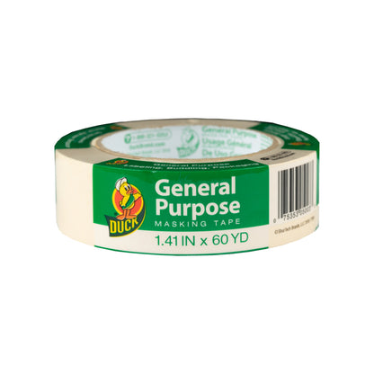 Pack of 12 Emery Jensen masking tapes, 1.41 inch by 60 yards each, showing the rolls of beige painter's tape ready for use.