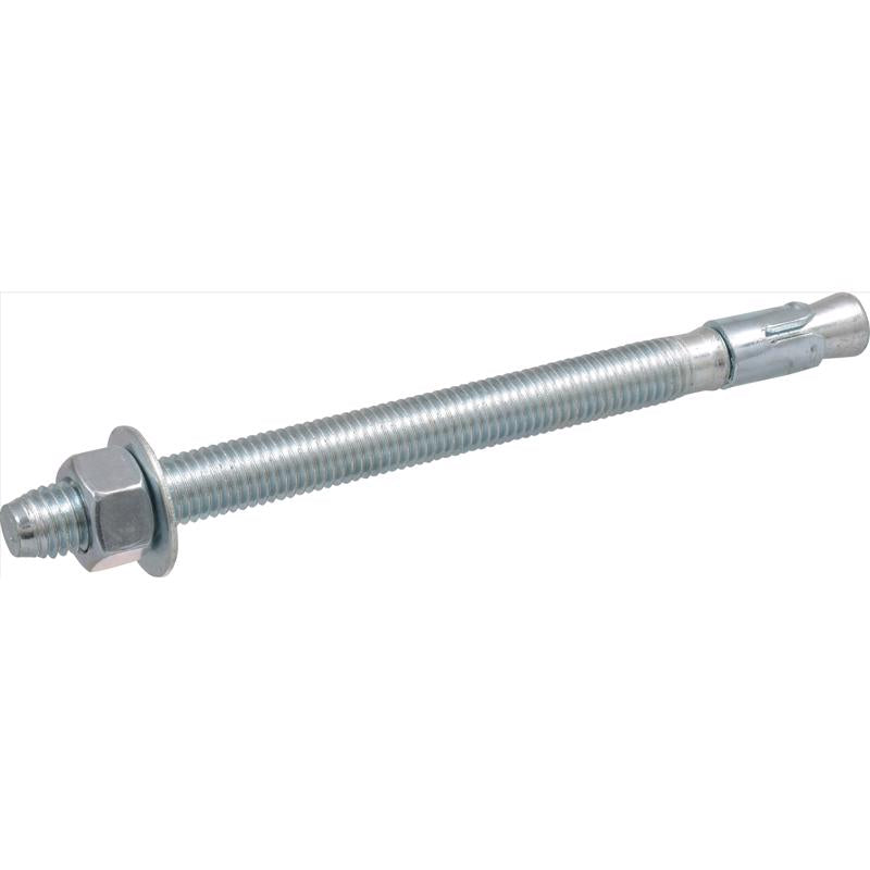 Emery Jensen masonry wedge anchor 5/8 inch by 8.5 inch, shown in a close-up with a metal surface background.