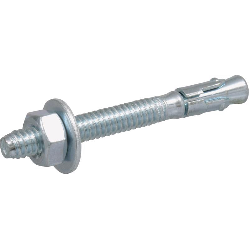 Emery Jensen masonry wedge anchor 1/4 inch by 2.25 inches, used for securing fixtures in concrete and masonry surfaces.