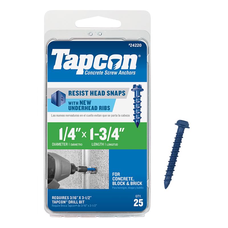 Emery Jensen masonry concrete screw anchor 1-3/4 inch for secure fastening in concrete and masonry applications