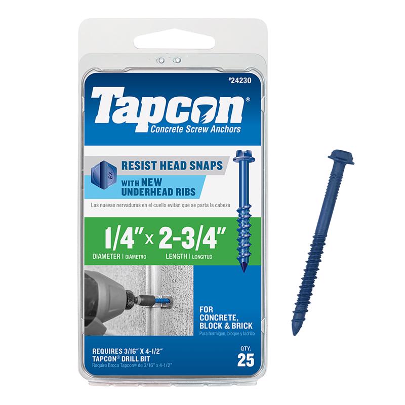 Emery Jensen masonry concrete screw anchor, 2-3/4 inch size, showing the durable metal construction and threaded design for anchoring.
