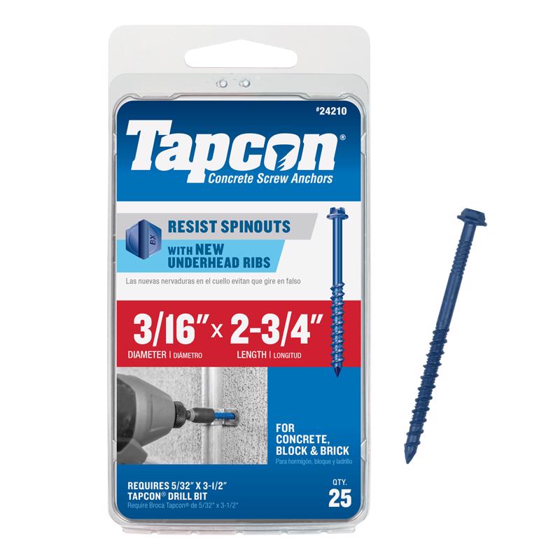 Emery Jensen masonry 3/16" concrete screw anchor, showing the metal screw with threaded design for masonry installation.