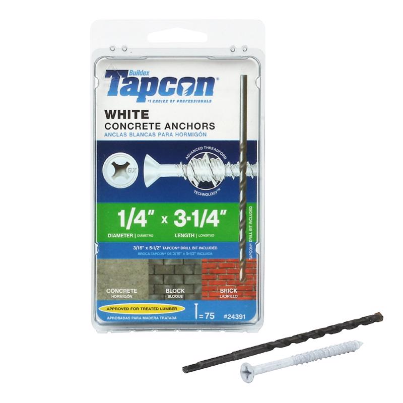 Emery Jensen masonry concrete screw 1/4x3-1/4 inch pack of 4, durable fasteners for concrete and masonry applications