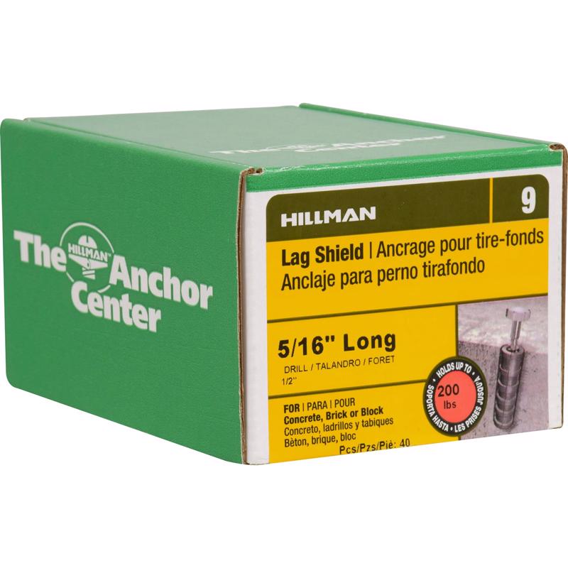 Emery Jensen LG SHLD ANCHR 5/16-inch masonry anchors, 40-pack, used for securing fixtures into concrete or brick surfaces.