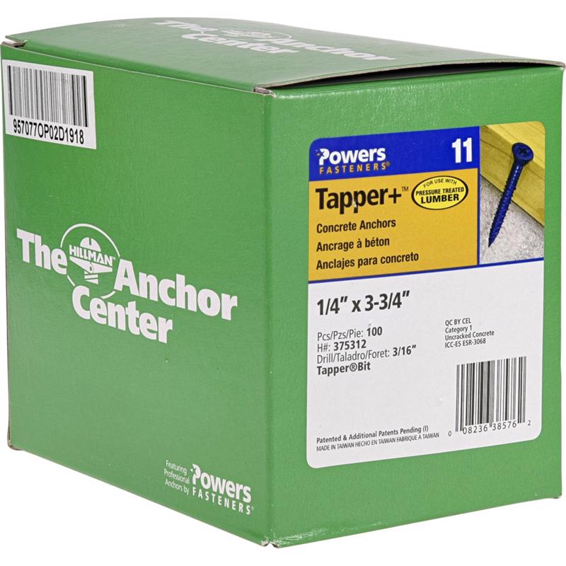 Emery Jensen RAWL TAPR FHP masonry anchor 1/4x3 3/4 inch for securing masonry materials on construction projects.