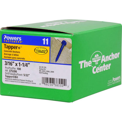 Emery Jensen masonry RAWL TAPR HWH drill tap, 3/16x1-1/4 inch, designed for concrete and brick drilling.