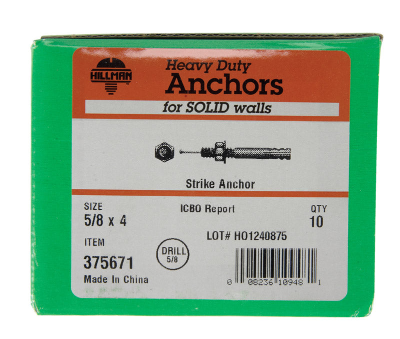 Emery Jensen masonry strike anchor 5/8x4 installed in concrete wall for secure fastening.