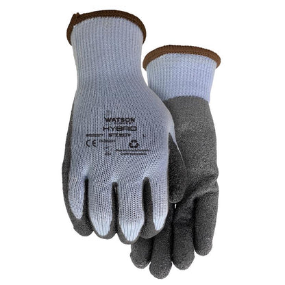 Emery Jensen men's dipped gloves in gray, heavy-duty work gloves with reinforced palms and fingertips, size large.